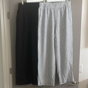 Old Navy (2 pants) Black & stripped navy Wide Leg Pants NWOT